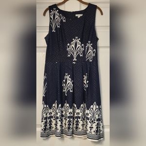 New York and Company Navy Blue And White Dress Size Medium